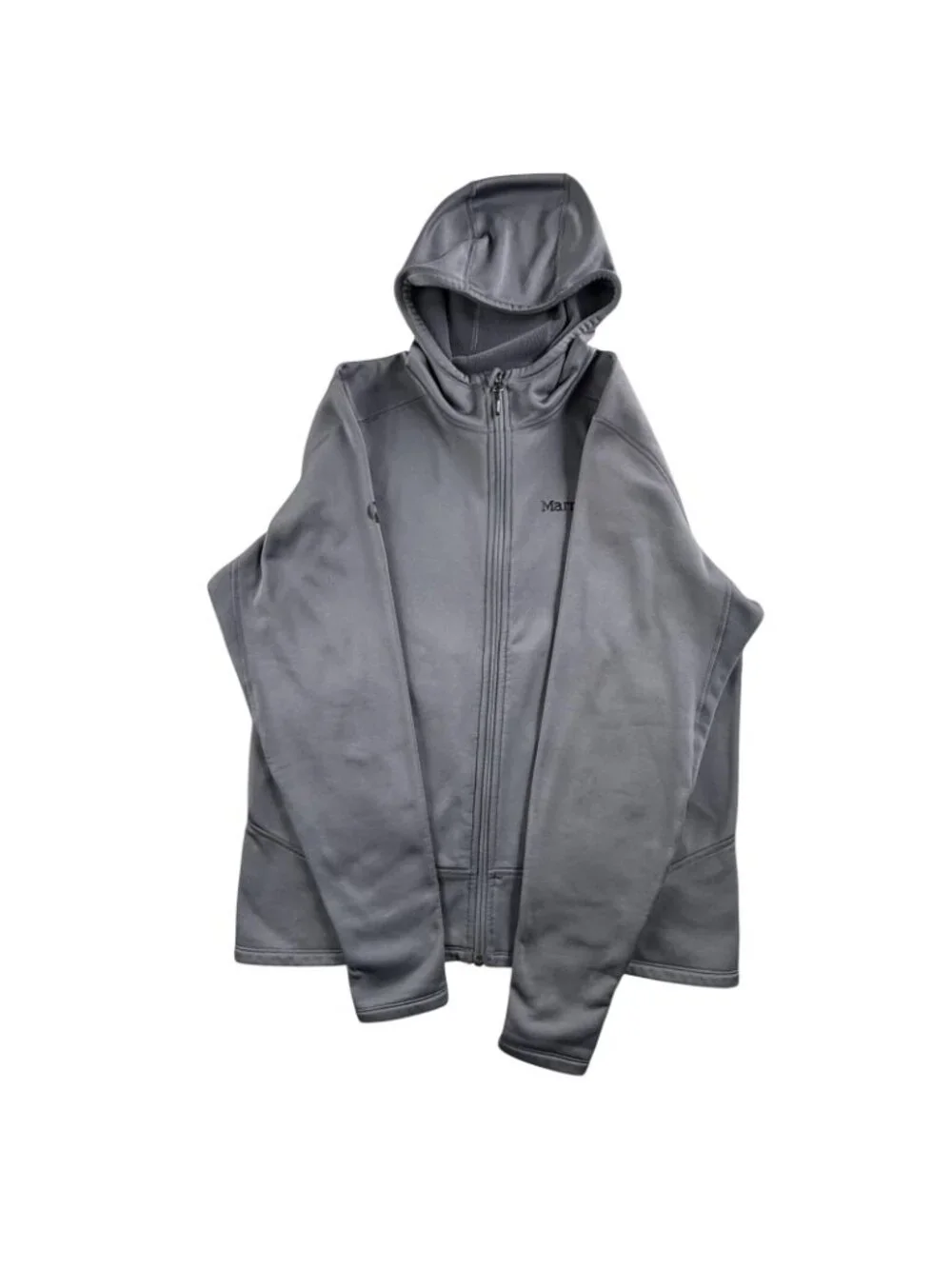 Marmot Polartec Jacket Mens Large Gray Hooded Softshell Fleece Full Zip Hiking